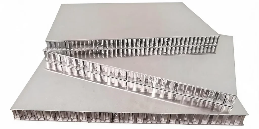 Aluminum honeycomb panel cross-section with lightweight core for superior strength