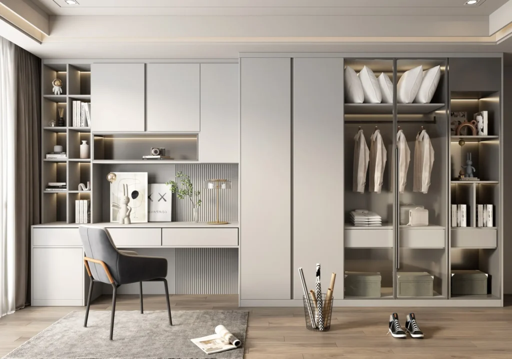 Modern aluminum wardrobes designed for apartment living spaces