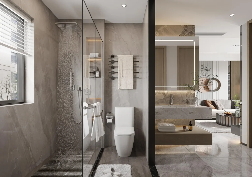 Custom aluminum bathroom vanity project for modern residential interiors