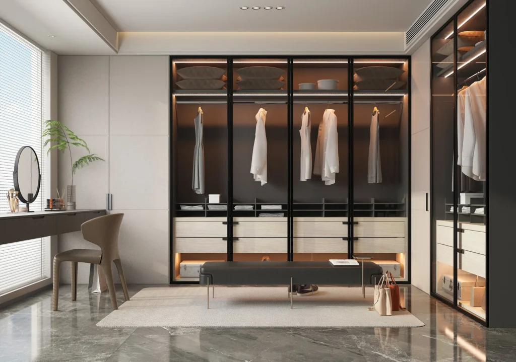 Custom aluminum wardrobes for modern residential projects