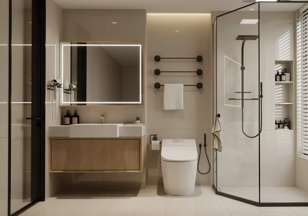 Luxury aluminum bathroom vanity for modern hotel and apartment interiors