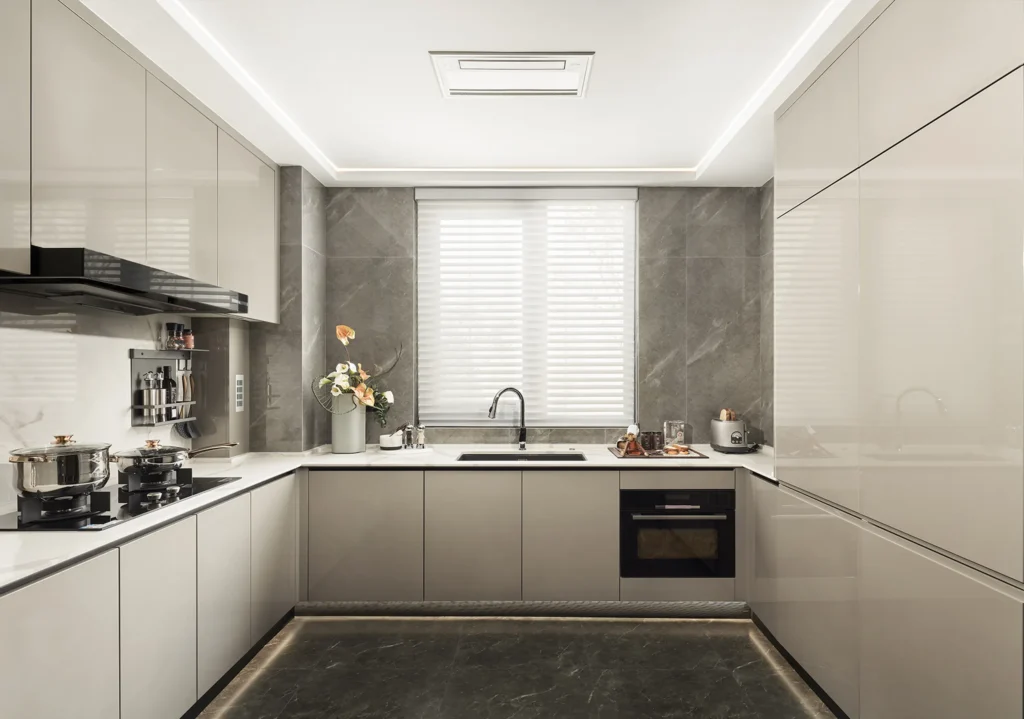 Custom aluminum kitchen cabinet featuring durable waterproof construction and modern design