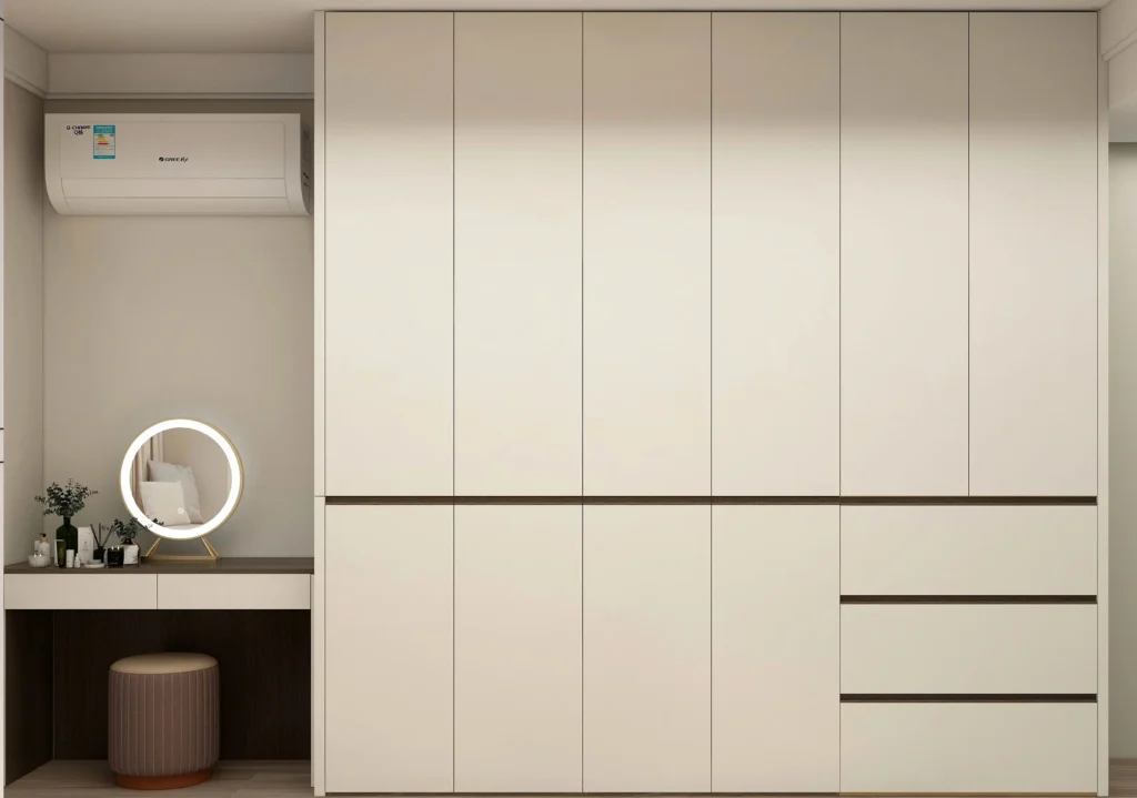 Custom aluminum wardrobe with low formaldehyde materials and modern storage solutions