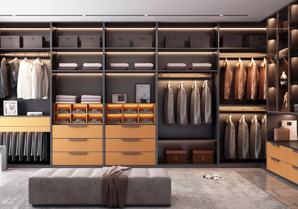 Custom aluminum wardrobe project with modern storage solutions